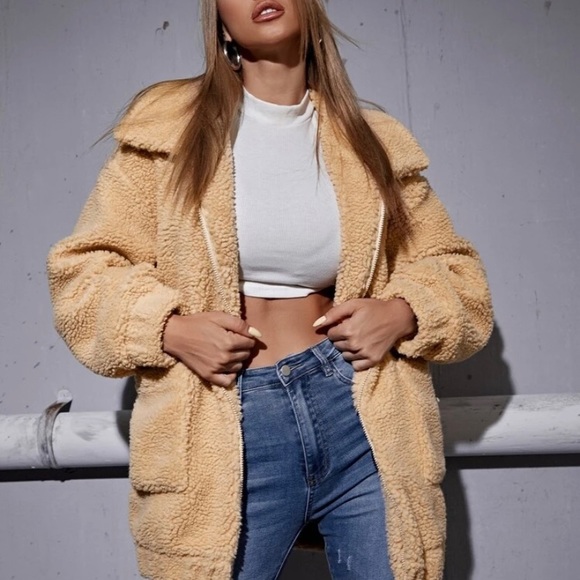 Jackets & Blazers - Beige Teddy Jacket